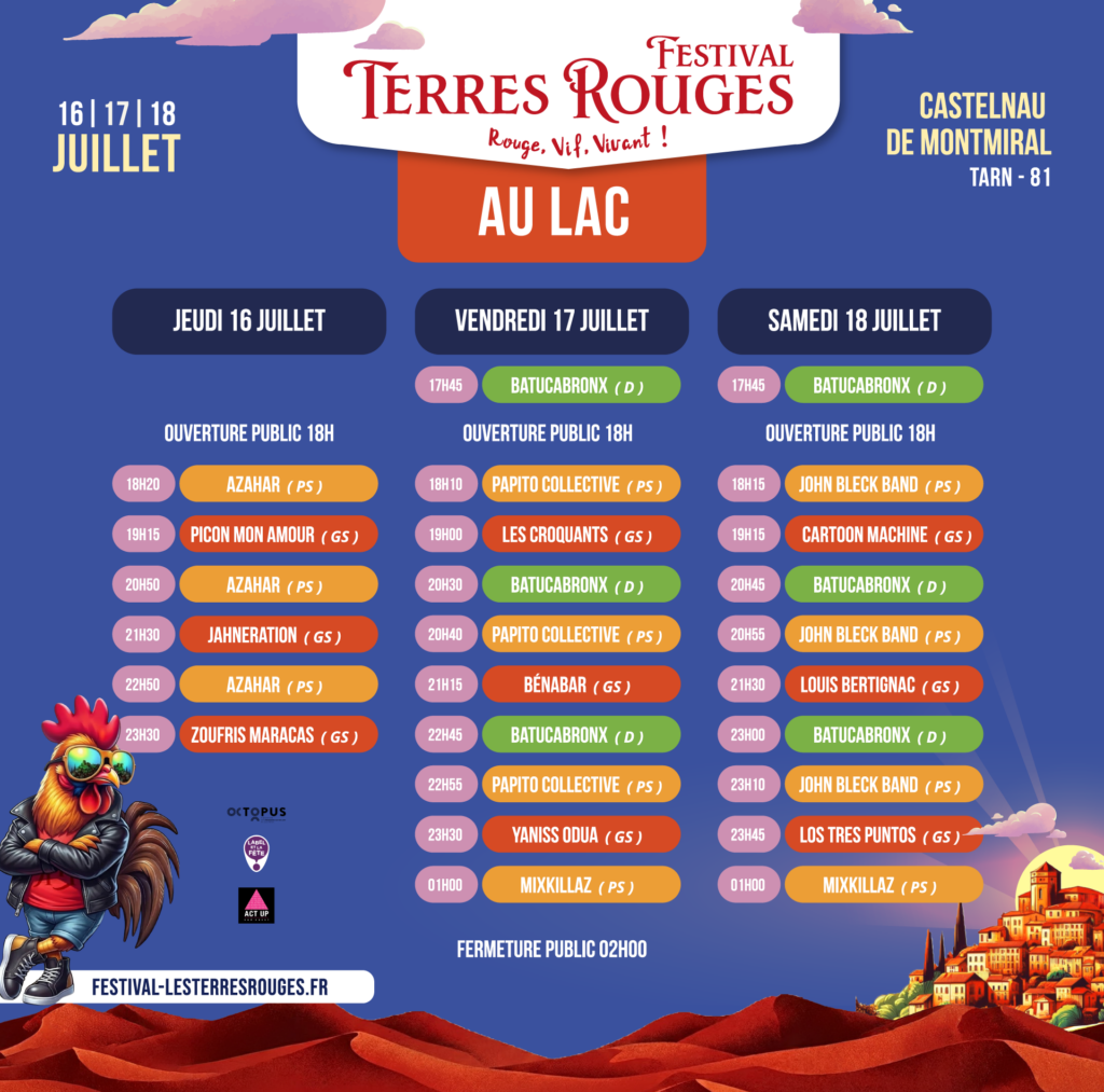 Programmation Festival les Terres rouges sur la base de loisirs - lac - edition 2026
