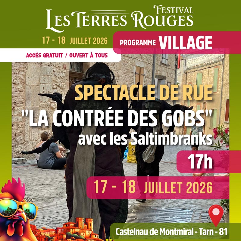 Festival Les Terres Rouges - Programmation village Castelnau de Montmiral - Tarn 81
